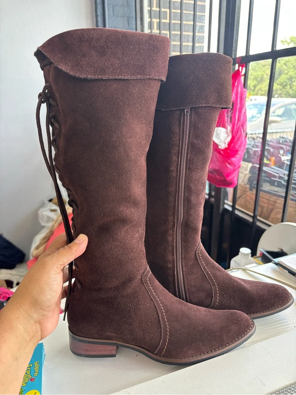 Nine West Dark Brown Suede Over-The-Knee Boots